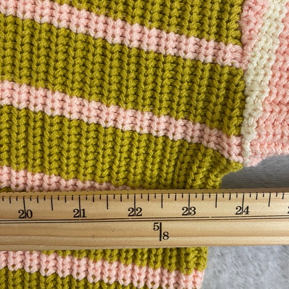 Easel Patchwork Striped Half Zip Sweater Women S Pink Olive Colorblock Funky NWT - Picture 9 of 11